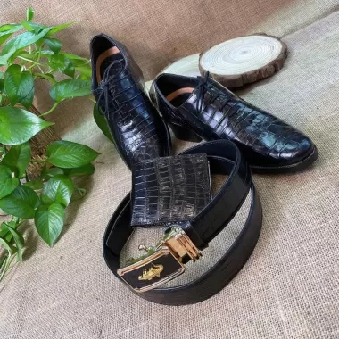 Giày Lười Da Bò Vân Cá Sấu