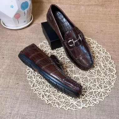 Giày Lười Da Bò Vân Cá Sấu